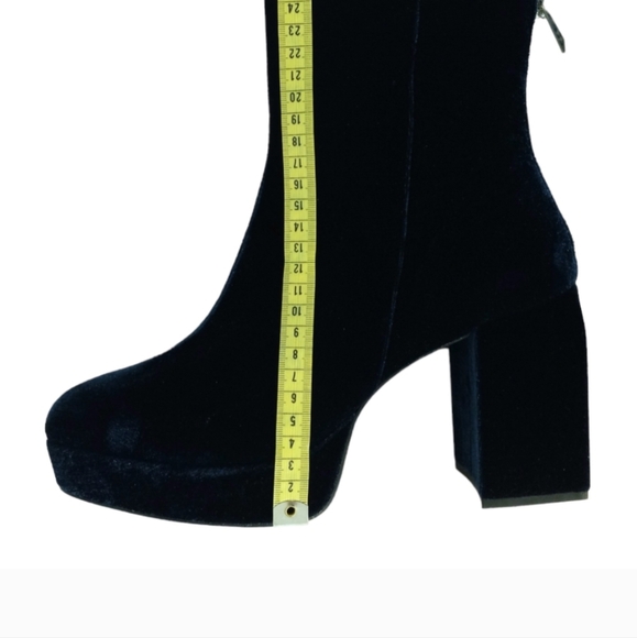 NWT | Zara Women's Teal Velvet Platform Ankle Boots | Size US 11 - Picture 5 of 8
